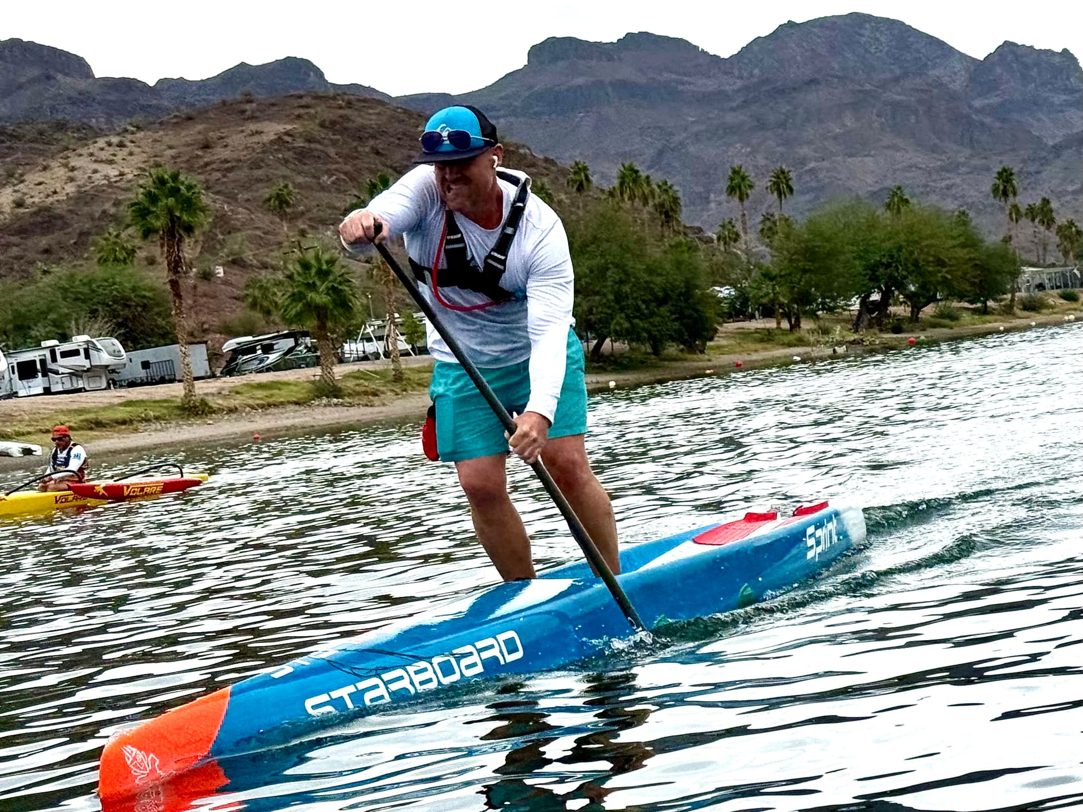 AZ SUP Academy racer on a Starboard race board at a Lake Havasu race