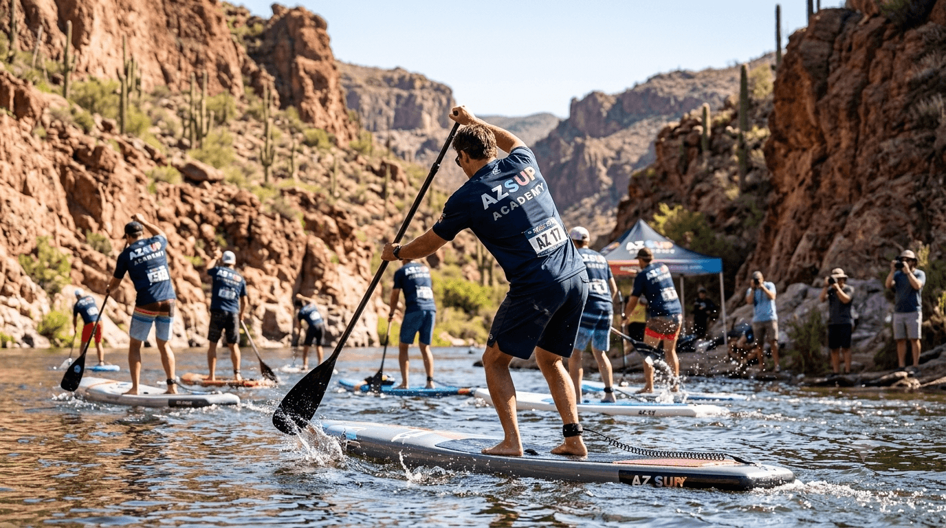 Race team athletes on the Lower Salt at first light